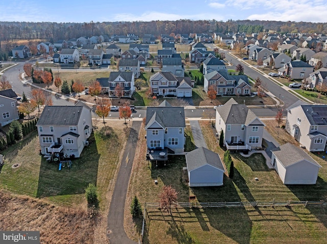 drone / aerial view with a residential view