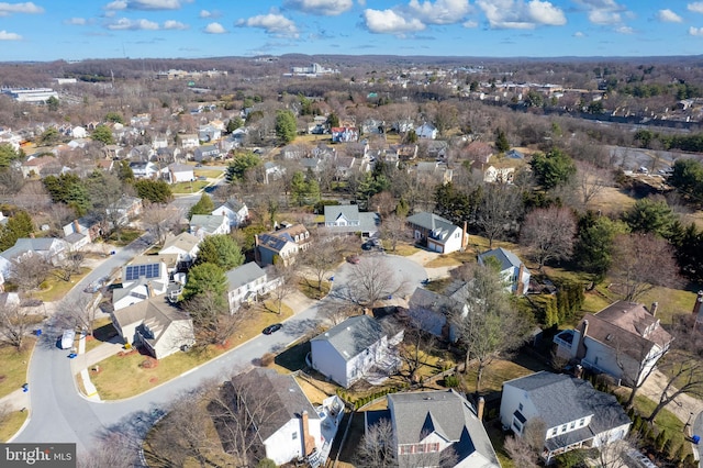 aerial view with a residential view