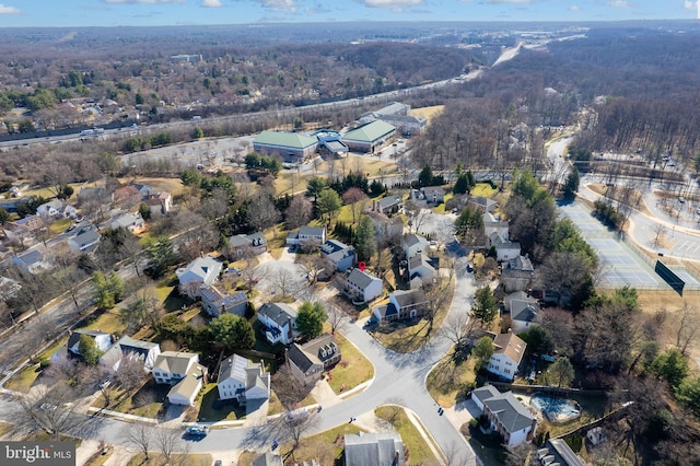 drone / aerial view with a residential view