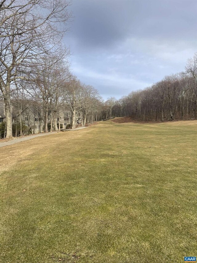 view of property's community featuring a lawn