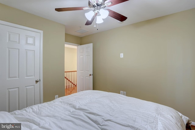 bedroom featuring ceiling fan