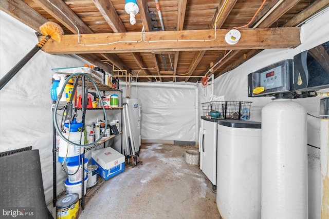 unfinished below grade area with electric water heater