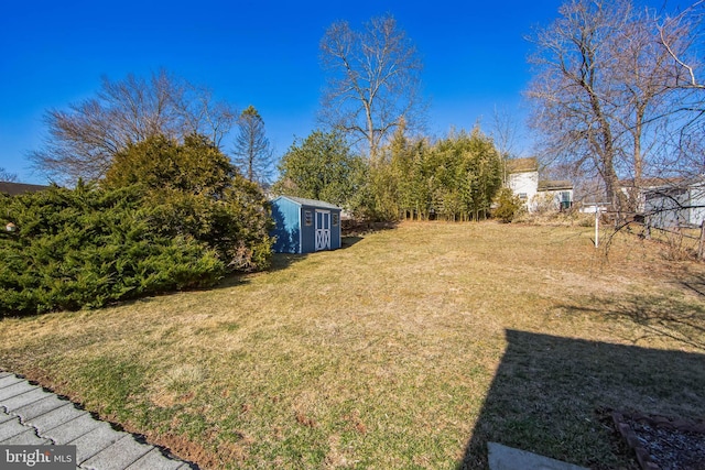 view of yard with a storage unit and an outdoor structure