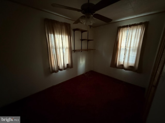 empty room featuring plenty of natural light and ceiling fan