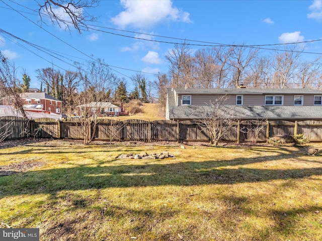 view of yard featuring a fenced backyard