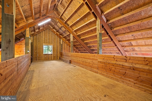 view of unfinished attic