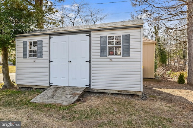 view of shed