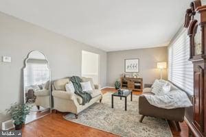 living room with wood finished floors