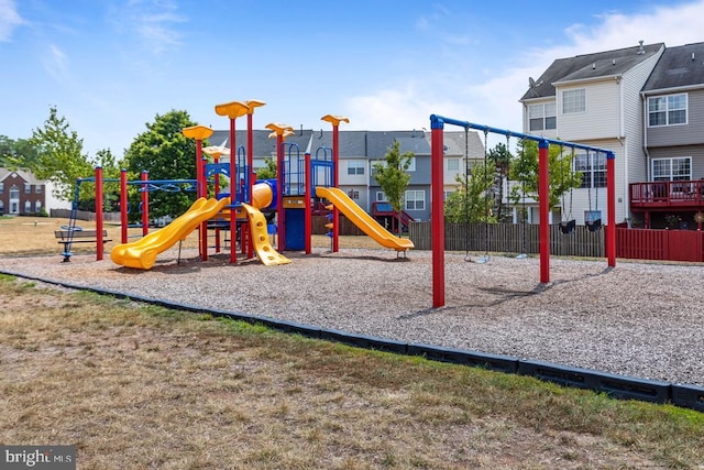 community play area with fence