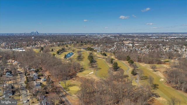 drone / aerial view with golf course view