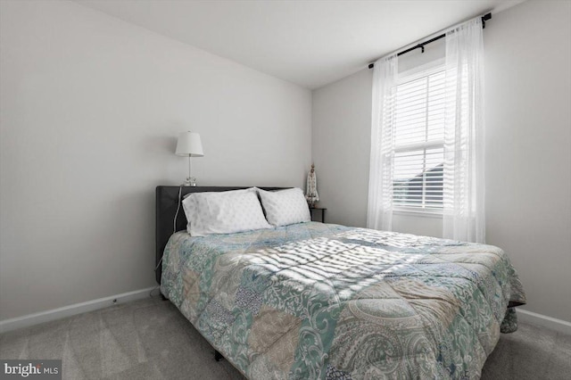 bedroom with baseboards and carpet floors