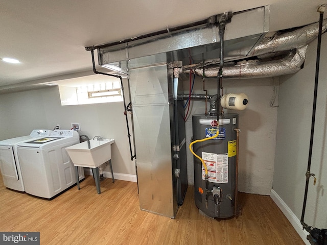 utility room featuring independent washer and dryer and water heater