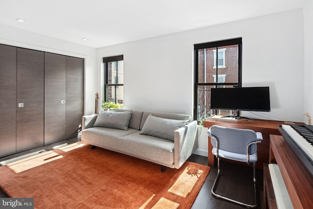 living area featuring wood finished floors