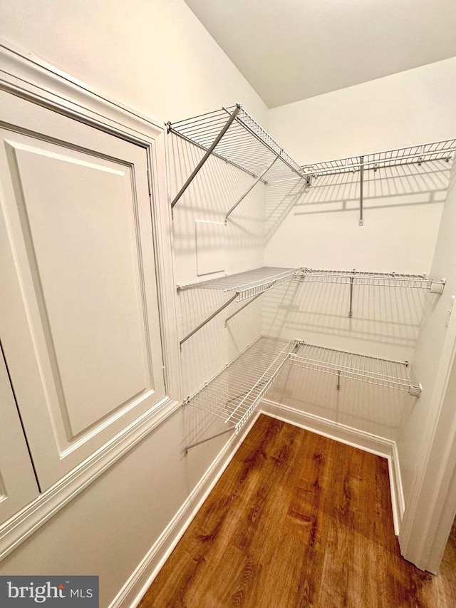 spacious closet with wood finished floors