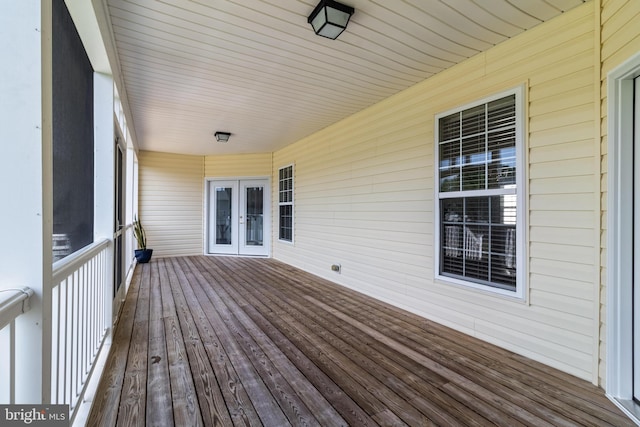 wooden deck with french doors