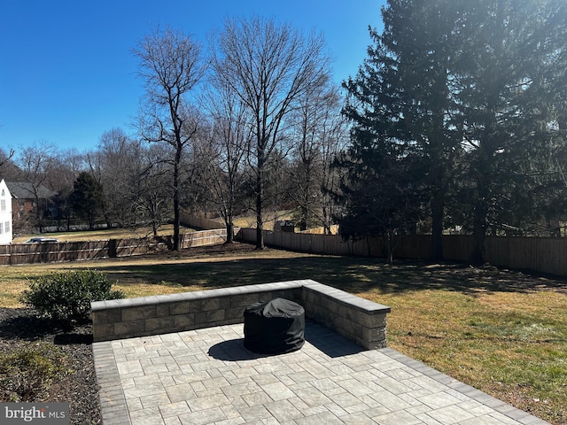 view of patio featuring a fenced backyard