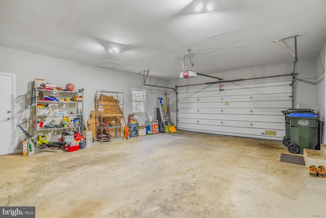 garage with a garage door opener