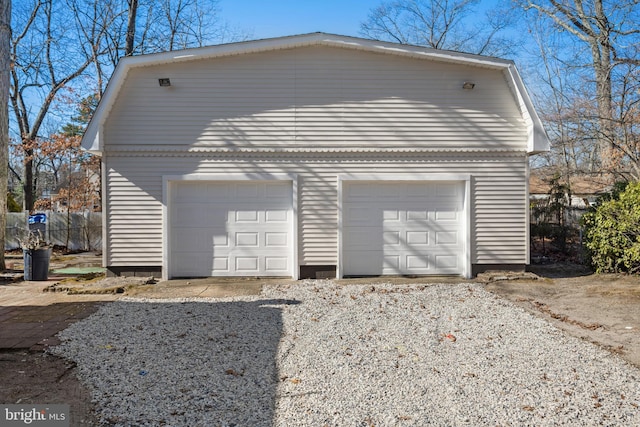 view of detached garage