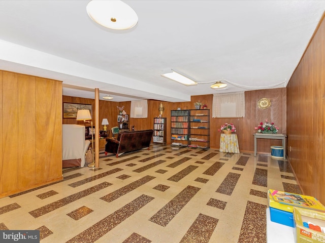 interior space with wood walls