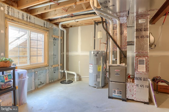 basement featuring water heater