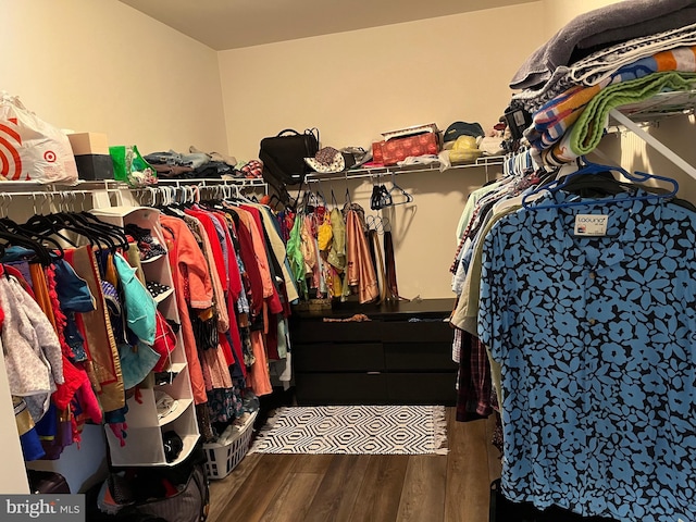 spacious closet with wood finished floors