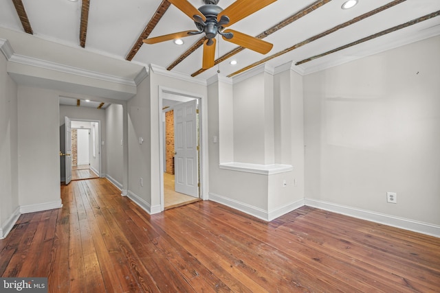 unfurnished room with recessed lighting, baseboards, and hardwood / wood-style floors