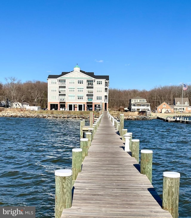 view of dock featuring a water view