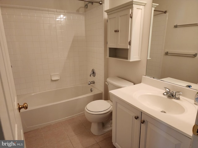 full bathroom with tile patterned flooring, vanity, toilet, and shower / bathing tub combination