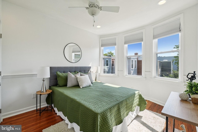 106 15th St SE, Washington, DC 20003 - bedroom featuring recessed lighting, wood finished floors, and a ceiling fan