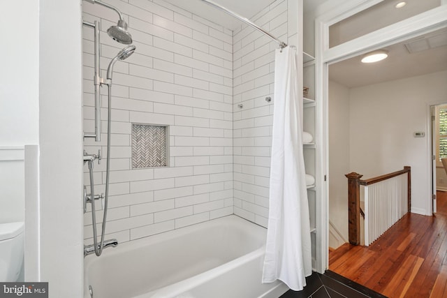 106 15th St SE, Washington, DC 20003 - full bathroom featuring shower / bathtub combination with curtain and wood finished floors