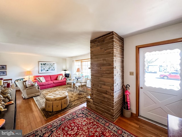 living area with wood-type flooring