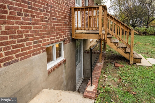 exterior space with brick siding