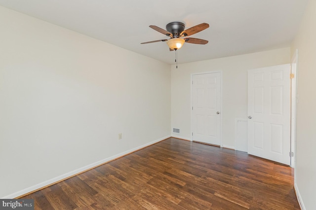 8500 Laguna Ct Unit 218, Alexandria, VA 22309 - unfurnished bedroom featuring visible vents, baseboards, a ceiling fan, and dark wood-style floors