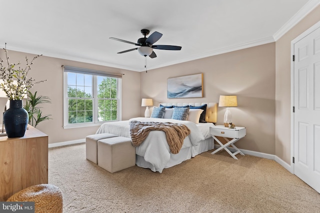 10 Silver Maple Dr, Boiling Springs, PA 17007 - bedroom featuring crown molding, baseboards, carpet flooring, and ceiling fan