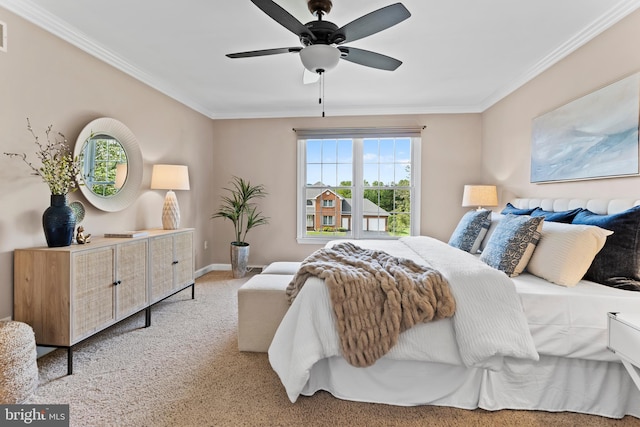 10 Silver Maple Dr, Boiling Springs, PA 17007 - bedroom with ornamental molding, light carpet, baseboards, and ceiling fan