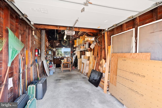 garage with a garage door opener