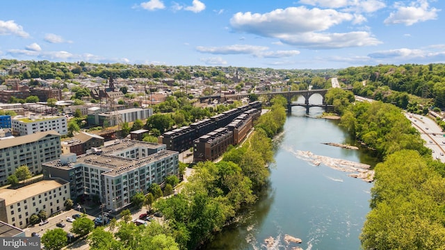 bird's eye view featuring a water view