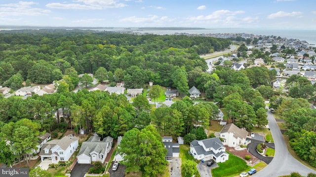 aerial view with a residential view and a water view