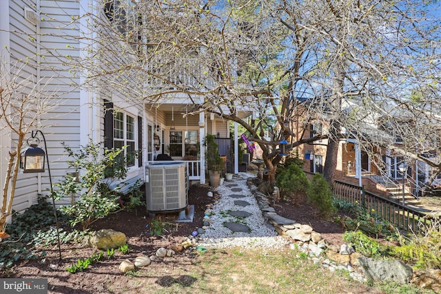 view of yard featuring central AC