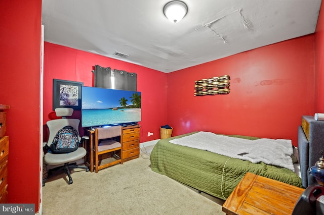 bedroom featuring carpet flooring and visible vents