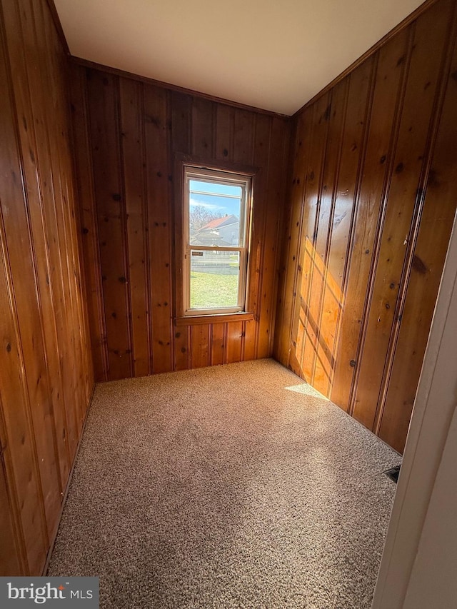 239 Midland, Brooklyn, MD 21225 - spare room featuring carpet floors and wood walls