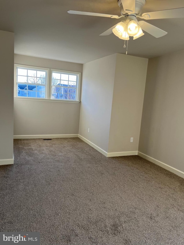 empty room with visible vents, baseboards, and carpet floors