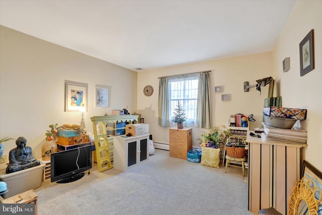 interior space featuring visible vents and carpet floors