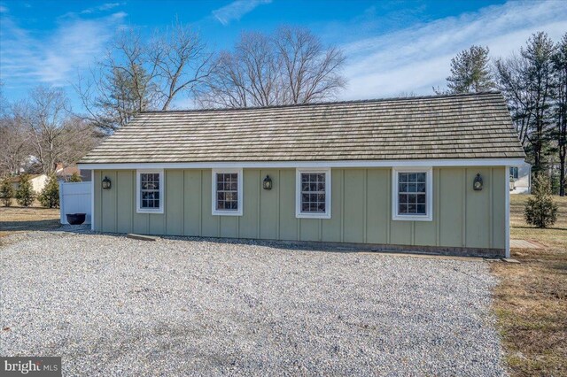 exterior space featuring board and batten siding