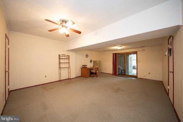 24 W Orange Ct, Baltimore, MD 21234 - empty room featuring a ceiling fan, carpet, a textured ceiling, and baseboards