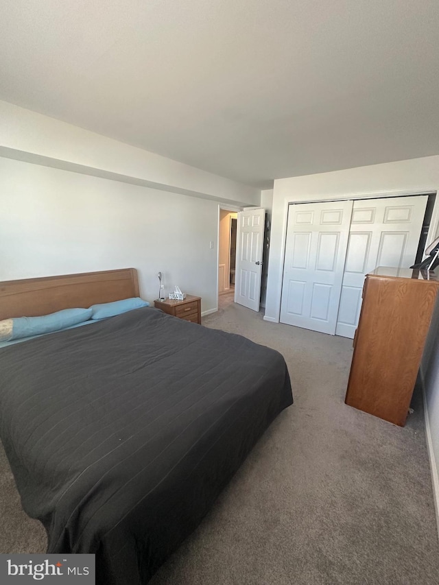 carpeted bedroom featuring a closet