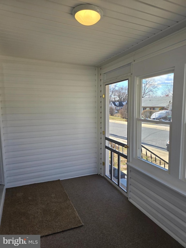 view of unfurnished sunroom