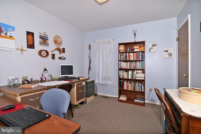 office space with baseboards and carpet floors