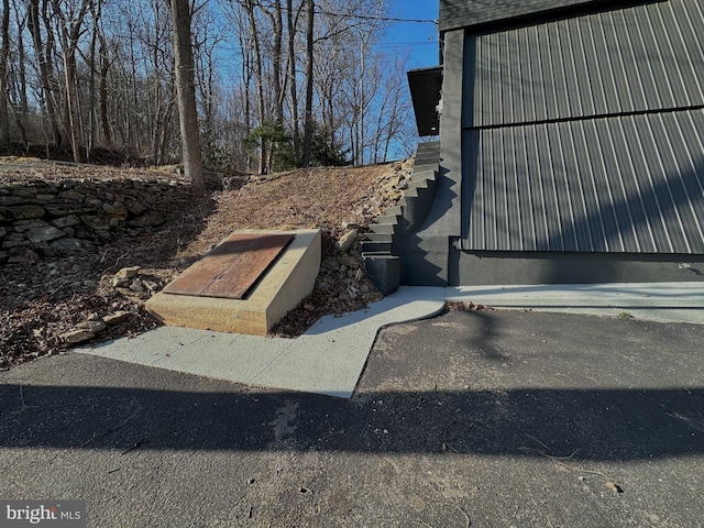 view of entry to storm shelter