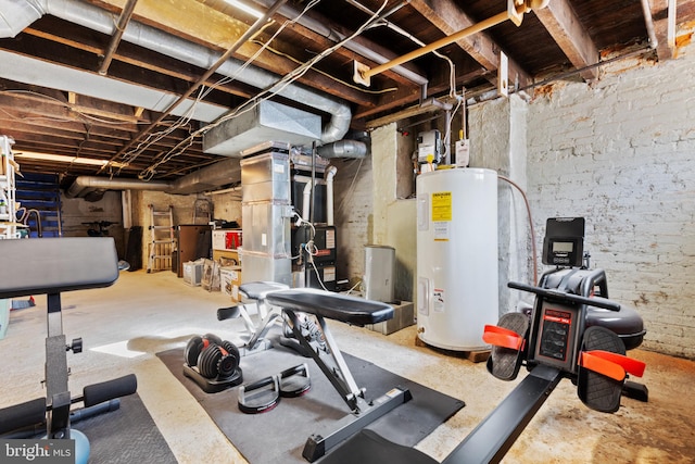 exercise room with electric water heater